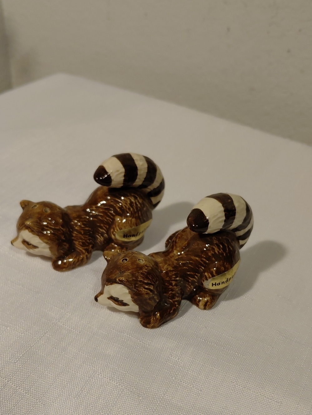 OMC Handpainted Raccoon Salt & Pepper Shakers